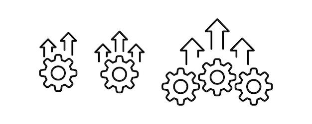 Icon d'engrenage et flèche vers le haut Excellence opérationnelle Trait modifiable Conception d'illustration vectorielle