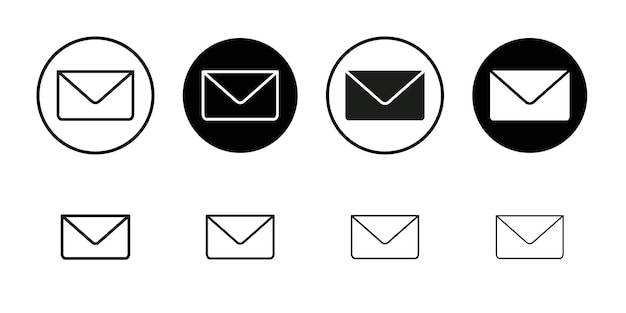 Icon de l'enveloppe avec un ensemble de symboles en ligne plate