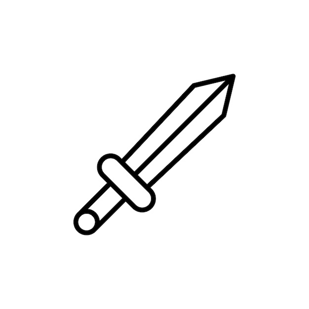 Icon d'épée jeu de bataille guerrier épée de fer vintage arme symbole vectoriel épée de métal de guerre romaine ancienne icône en noir remplie et contournée style