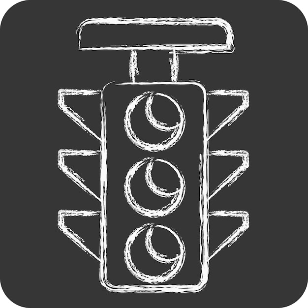 Icon feu de circulation lié au symbole de navigation craie Illustration de conception simple de style