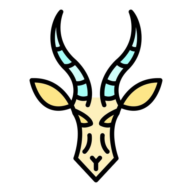 Icon de gazelle animale Contour de l'icône vectorielle de gazelle animal couleur plate isolée