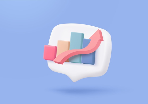 Icon graphique statistique 3D pour le diagramme d'investissement rapport concept de solution créative sur fond pastel objectif pour la finance bancaire d'affaires analyse 3D graphique d'investissement icône vectorielle illustration de rendu