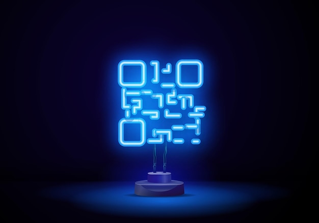 Icon De Lumière Néon De Code Qr Identification De Code à Barres De Matrice Code De Données 2d Code à Barres Bidimensionnel Illustration Isolée Vectorielle