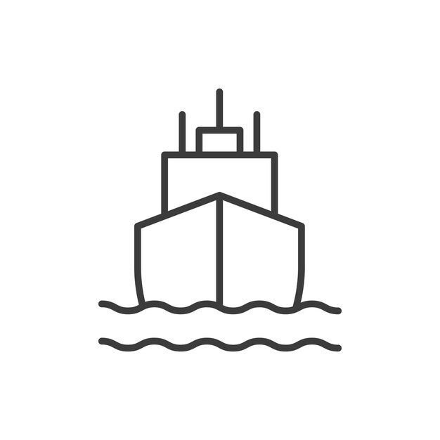 Icon de navire ensemble conteneur maritime navire de fret symbole vectoriel croisière de passagers pictogramme en noir rempli et dessiné