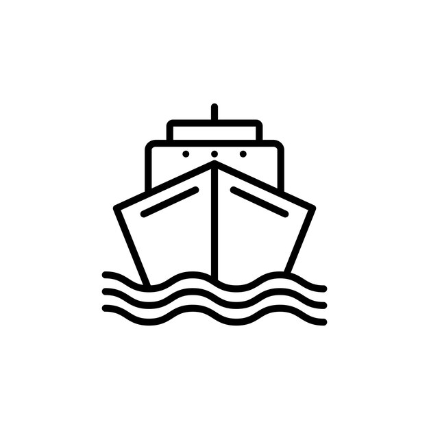 Icon de navire ensemble conteneur maritime navire de fret symbole vectoriel croisière de passagers pictogramme en noir rempli et dessiné