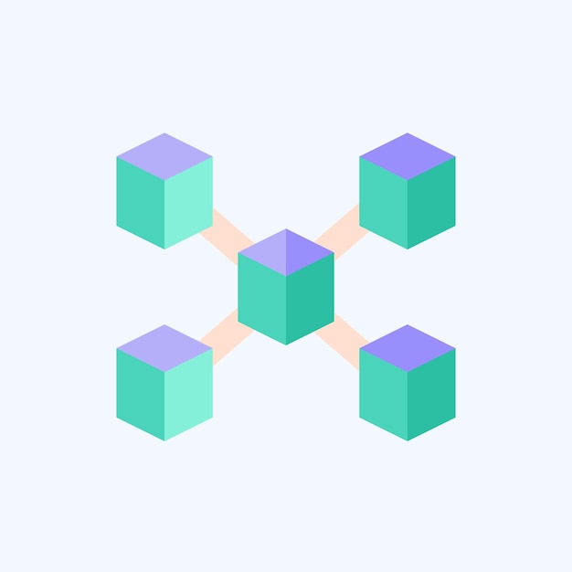 Icon Node lié au symbole de crypto-monnaie de style plat