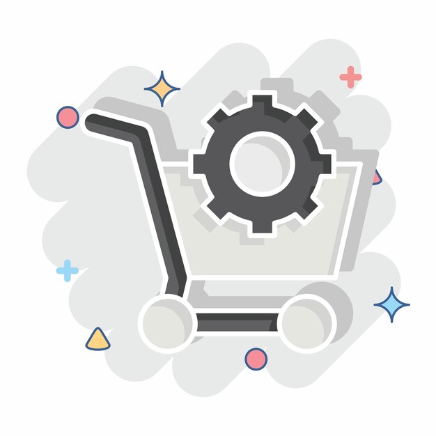 Icon Optimisation du commerce électronique liée aux médias et à la publicité symbole de style comique