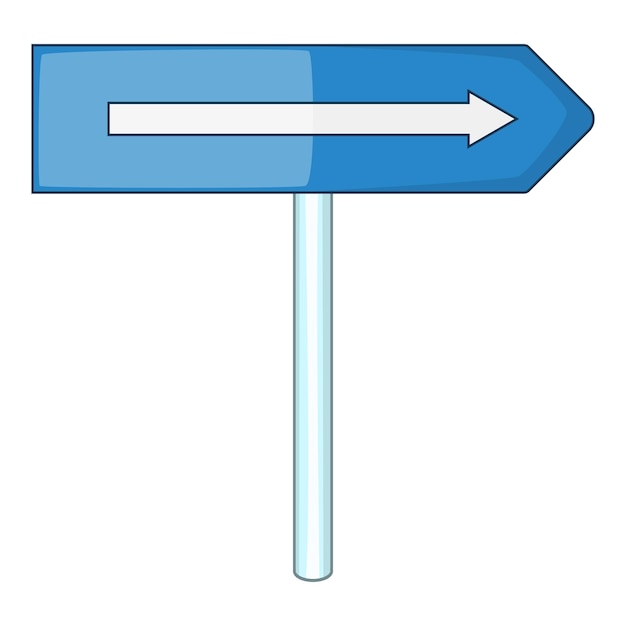 Vecteur icon de panneau de signalisation bleu pointant à droite illustration dessinée d'un panneau d'affichage bleu pointing à droite icône vectorielle pour le web