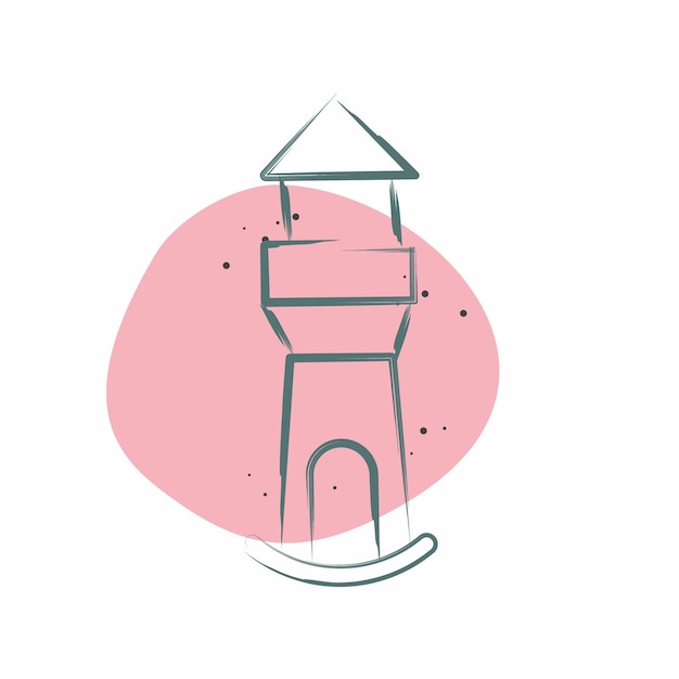Icon Phare lié à Icon Symbole du bâtiment Color Spot Style Design simple modifiable
