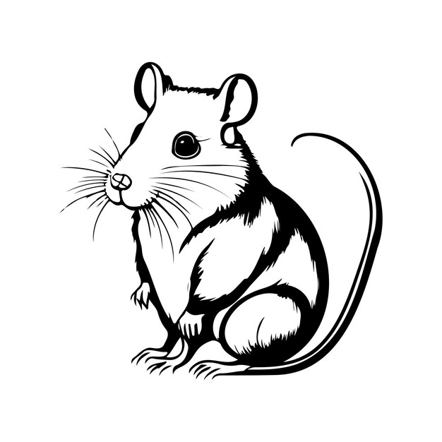Vecteur icon de rat dessiné à la main couleur noire élément vectoriel et symbole du logo du jour chinois