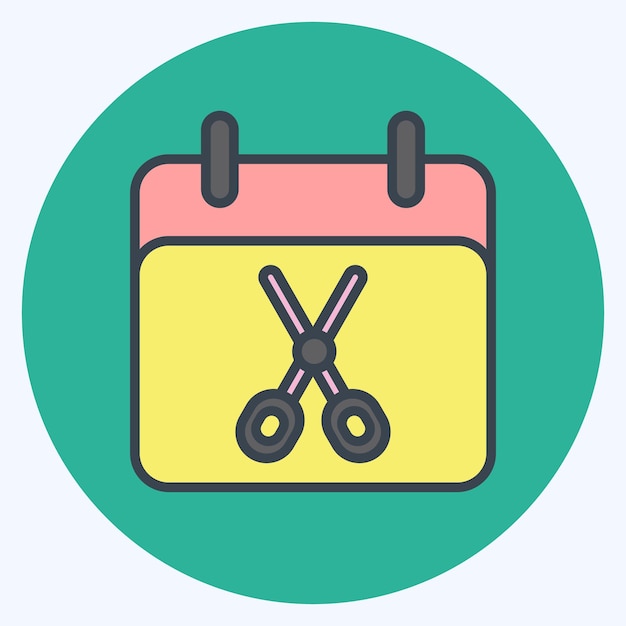 Icon Rendez-vous lié au symbole de barbier couleur mate style design simple modifiable