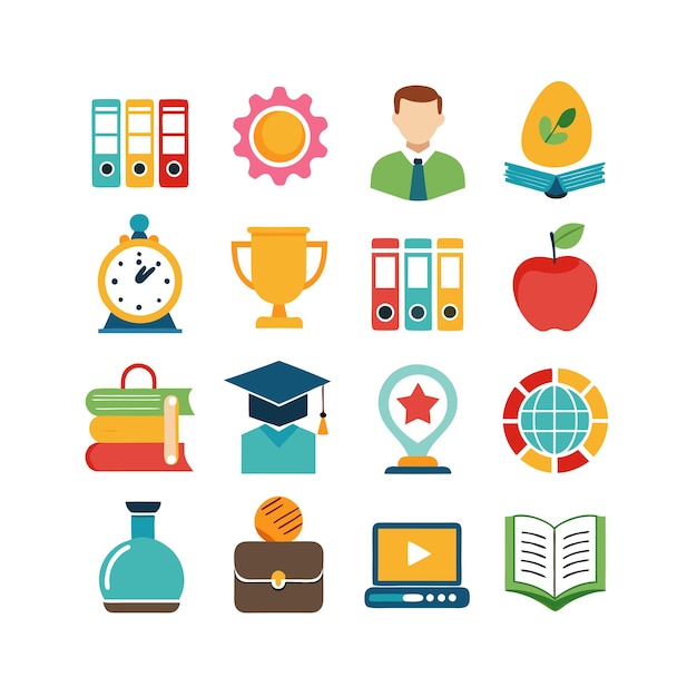 Icon Set Collection Illustration vectorielle pour les sites Web éducatifs de documents et les applications mobiles
