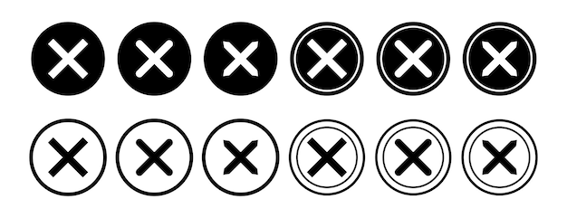 icon set supprimer faux ou annuler symboles vecteur isolé sur fond blanc