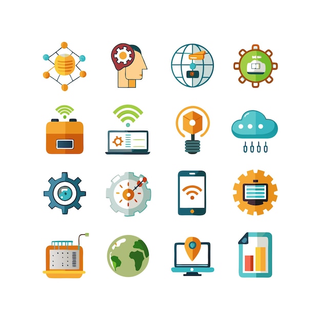 Icon Set Vector Illustration pour les documents, les sites Web et les applications mobiles de la technologie