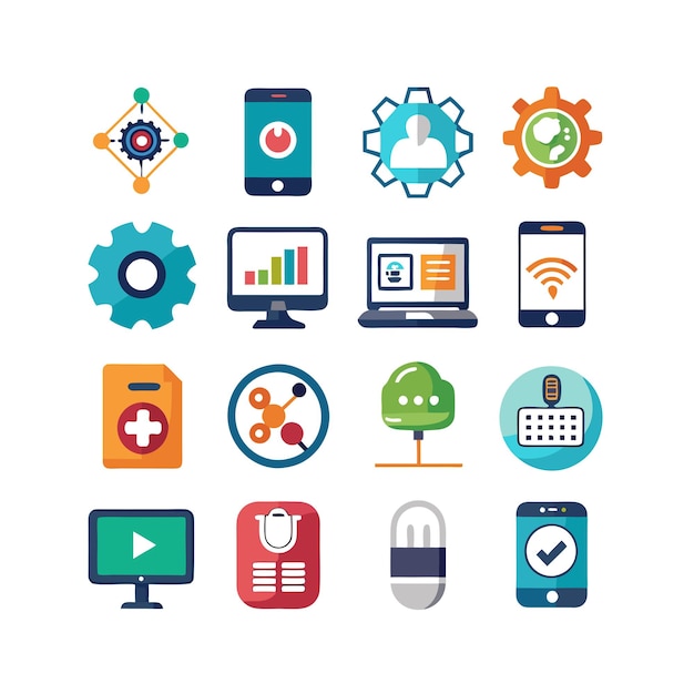 Icon Set Vector Illustration pour les documents, les sites Web et les applications mobiles de la technologie