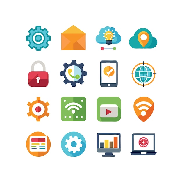 Icon Set Vector Illustration pour les documents, les sites Web et les applications mobiles de la technologie