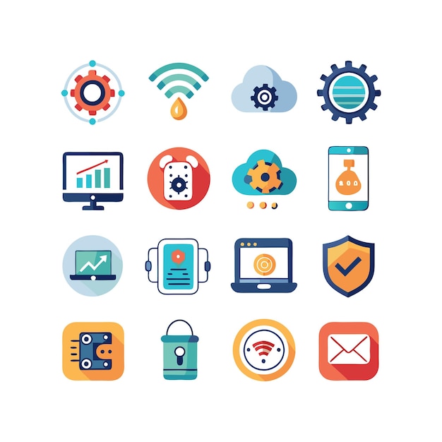 Icon Set Vector Illustration pour les documents, les sites Web et les applications mobiles de la technologie
