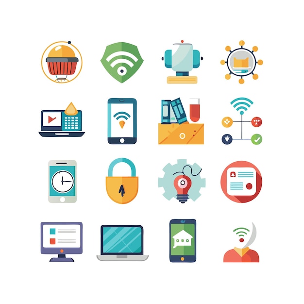 Icon Set Vector Illustration pour les documents, les sites Web et les applications mobiles de la technologie