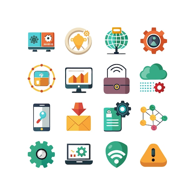 Icon Set Vector Illustration pour les documents, les sites Web et les applications mobiles de la technologie