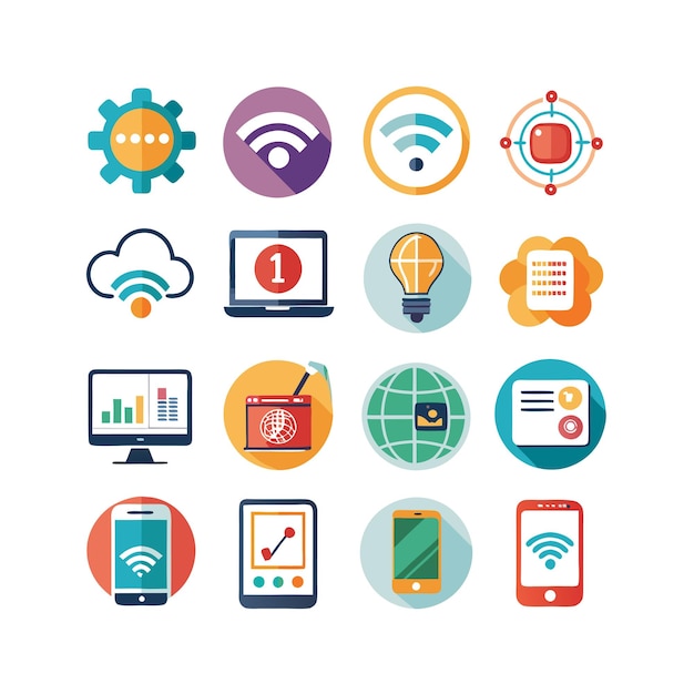 Icon Set Vector Illustration pour les documents, les sites Web et les applications mobiles de la technologie