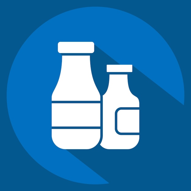 Icon Sirop de lait lié au symbole du café style d'ombre longue design simple modifiable