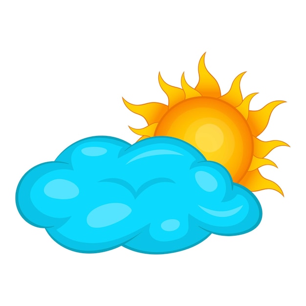 Icon de soleil derrière les nuages Illustration de dessin animé du soleil derrière les Nuages Icon vectoriel pour la conception de sites Web