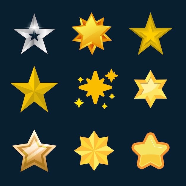 Icon Star Set Vector Stock Illustration Différentes formes d'étoiles constellations de galaxies