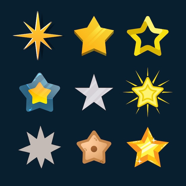 Icon Star Set Vector Stock Illustration Différentes formes d'étoiles constellations de galaxies