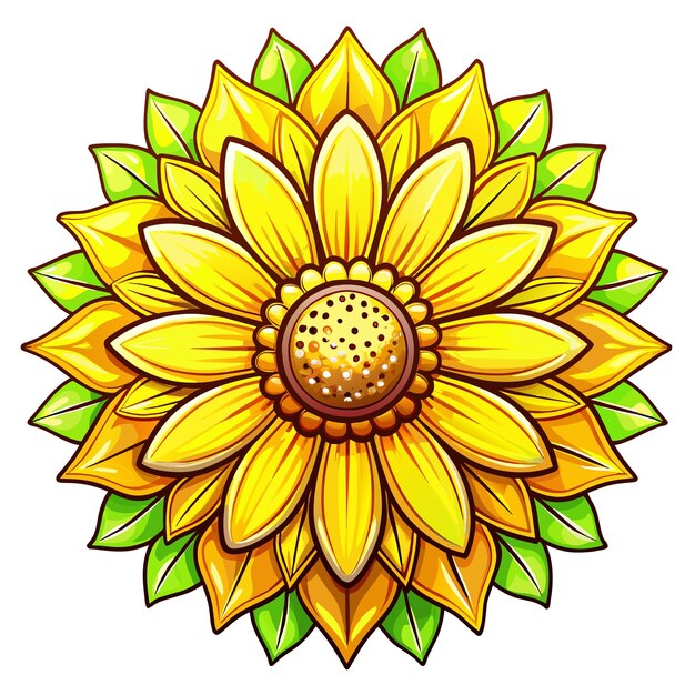 Vecteur icon de sticker de tournesol jaune vif dessiné à la main concept d'illustration isolée