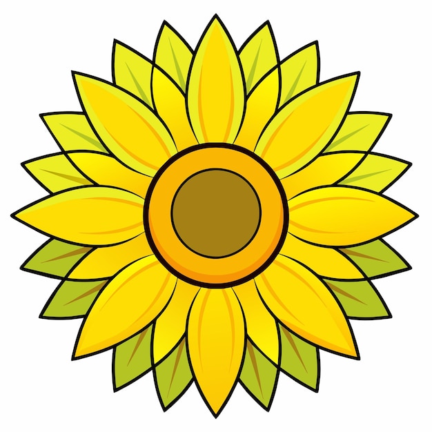 Vecteur icon de sticker de tournesol jaune vif dessiné à la main concept d'illustration isolée