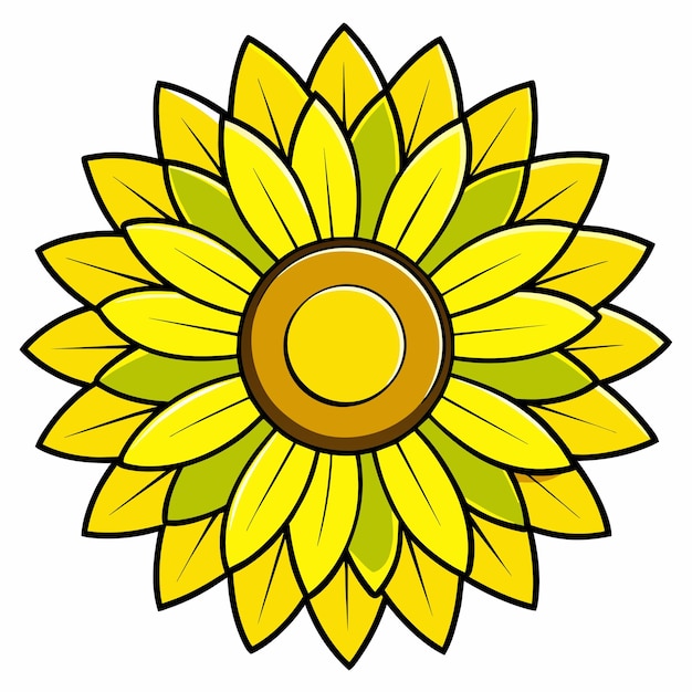 Vecteur icon de sticker de tournesol jaune vif dessiné à la main concept d'illustration isolée