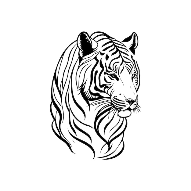 Vecteur icon de tigre dessiné à la main couleur noire élément vectoriel et symbole du logo de l'animal lunaire