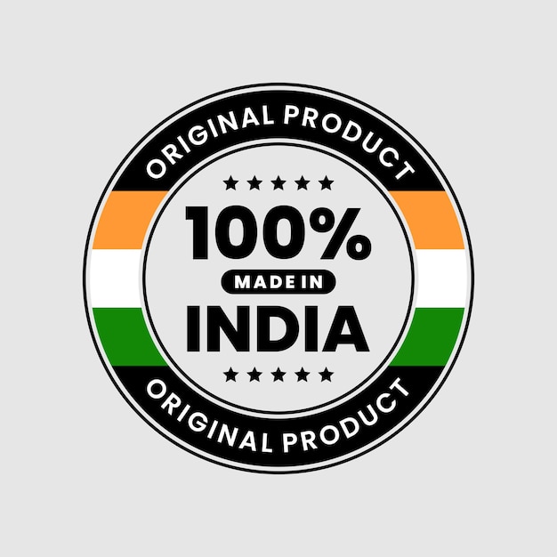 Icône 100 % Fabriquée En Inde. Insigne De Label De Qualité D'origine. Illustration Vectorielle