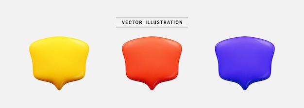 L'icône 3d du chat à bulles de parole rend une illustration vectorielle réaliste dans un style minimal de dessin animé