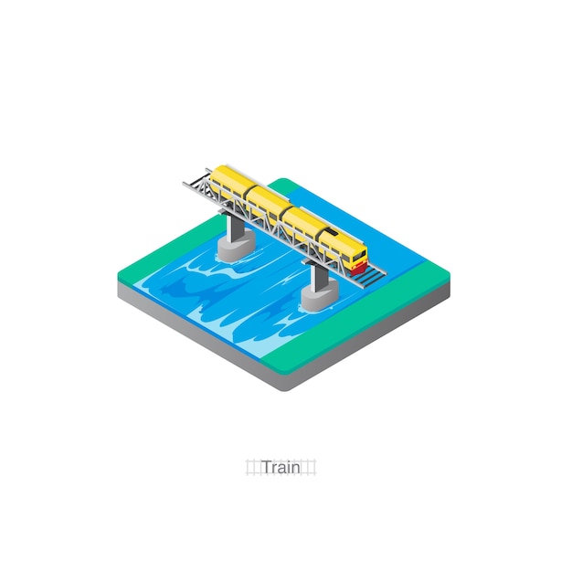 Icône 3d Isométrique De Train
