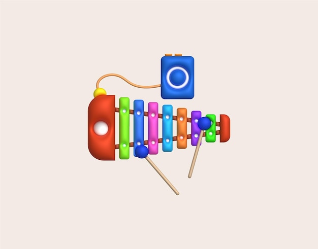 Icône 3dInstrument de musique jouet xylophone mignon pour les enfantsStyle minimaliste