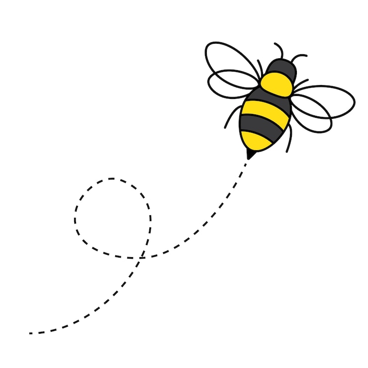 Vecteur l'icône de l'abeille volante sur le ciel