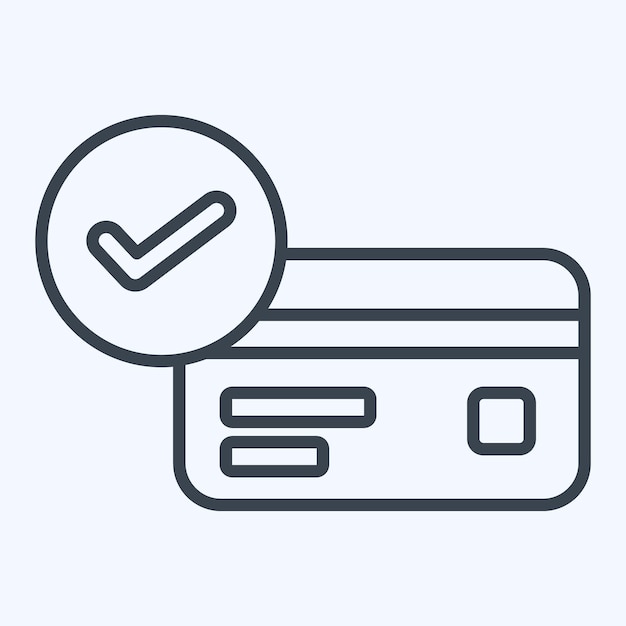 Icône acceptée liée à la carte de crédit symbole ligne style illustration simple