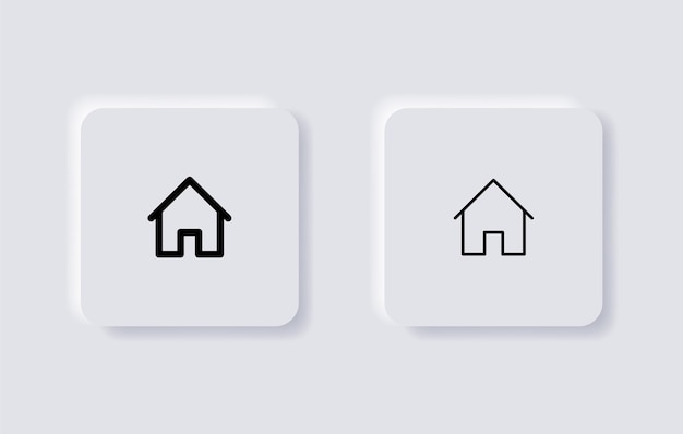 Vecteur icône d'accueil web symbole de la maison page principale connexion boutons de neumorphisme interface ui ux neumorphique