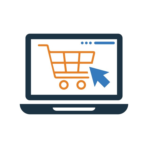 Icône d'achat en ligne pour ordinateur portable de commerce électronique Graphiques vectoriels simples et modifiables