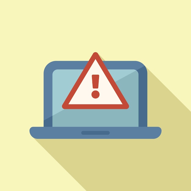 Icône d'alerte du logiciel d'ordinateur portable vecteur plat Projet administrateur L'ordinateur de données est en panne