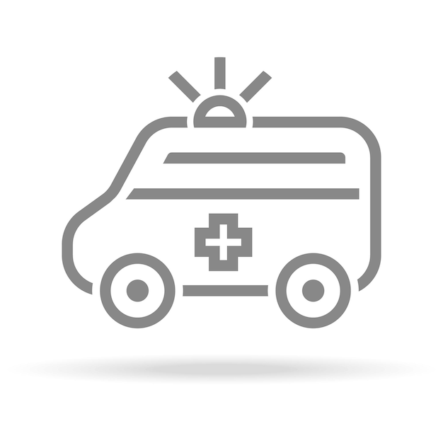 Vecteur icône d'ambulance dans un style de ligne mince branché isolé sur fond blanc symbole médical pour votre conception applications logo ui illustration vectorielle eps10