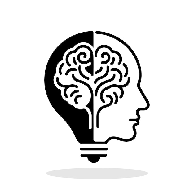 L'icône De L'ampoule Et Du Cerveau Symbole De Créativité Symbole D'innovation Illustration Vectorielle