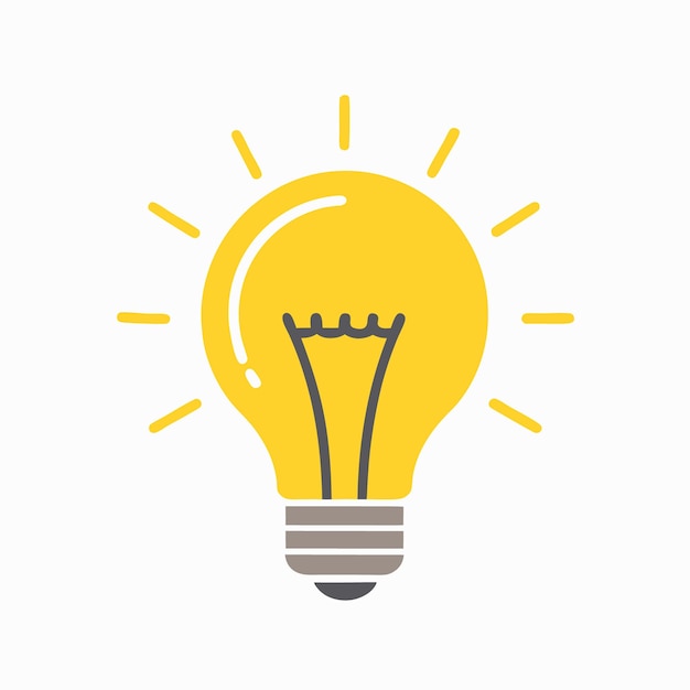 icône d'ampoule jaune vif représentant l'idée et la créativité sur un fond lumineux
