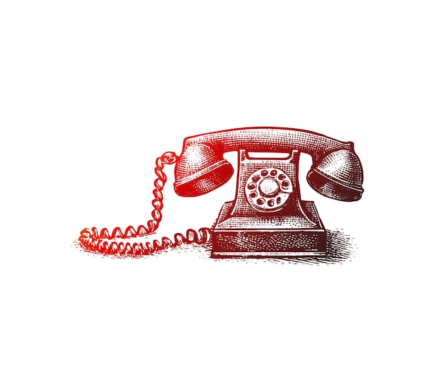 Icône d'un ancien téléphone domestique dessinée à la main Arrière-plan vectoriel