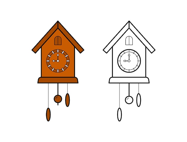 Icône Ancienne Horloge Coucou Rétro Illustration Vectorielle Dans Un Style Linéaire