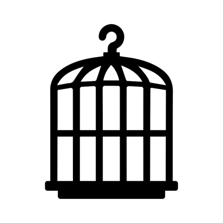 Vecteur icône d'animal de compagnie de la cage d'oiseau graphiques vectoriels noirs