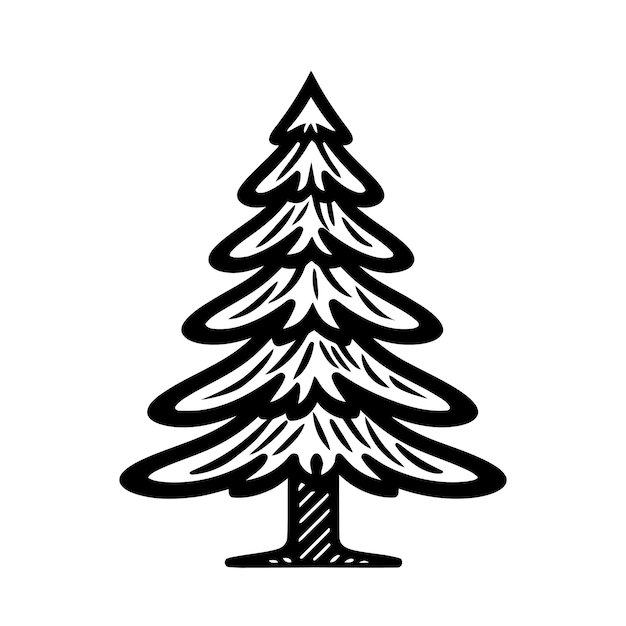 Icône De L'arbre De Noël Contour Noir Icône Du Sapin De Noël Sur Fond Blanc Illustration Vectorielle Icône Des Vacances