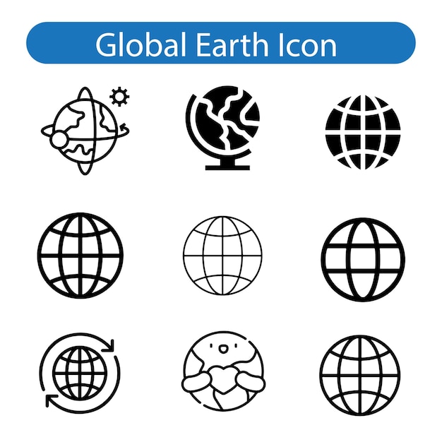 Icône d'art vectoriel de la terre globale sur fond blanc