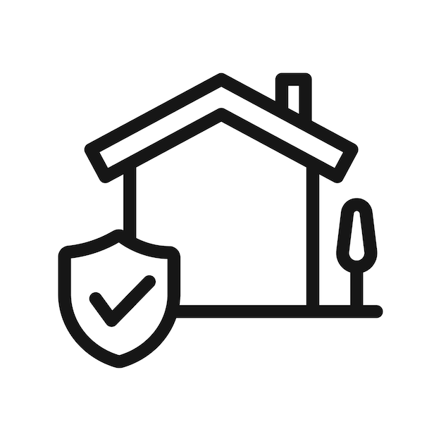 L'icône de l'assurance maison est un logo vectoriel de ligne noire.